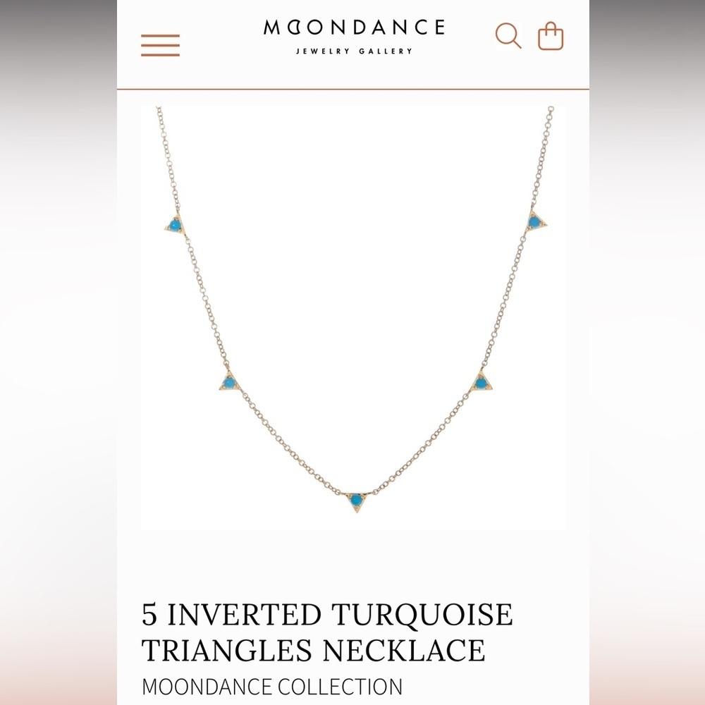 MOONDANCE 14K YELLOW GOLD INVERTED TURQUOISE TRIANGLE STATION NECKLACE - Picture 3 of 9